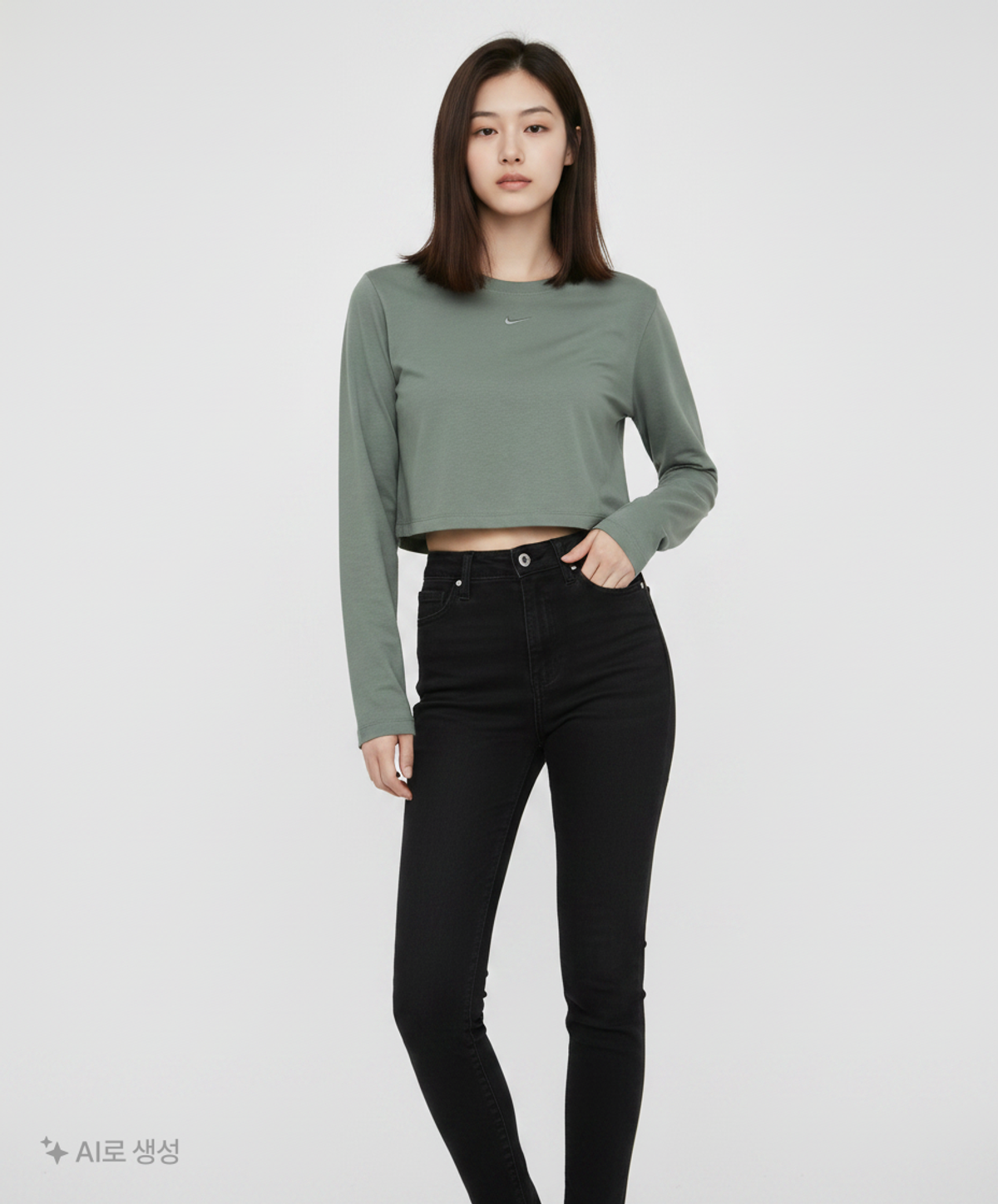 나이키(NIKE) 스포츠웨어 칠 니트 긴소매 크롭 W - 빈티지 그린 / HF5323-338 XL