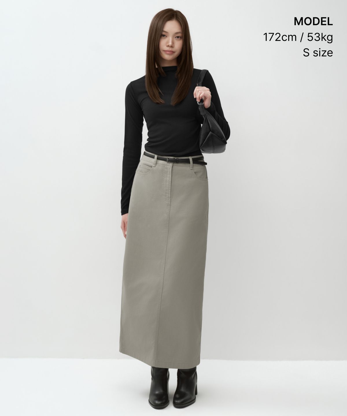 무신사 스탠다드 우먼(MUSINSA STANDARD WOMAN) 우먼즈 웜 브러쉬드 슬림 모크 넥 긴소매 티셔츠 [블랙]