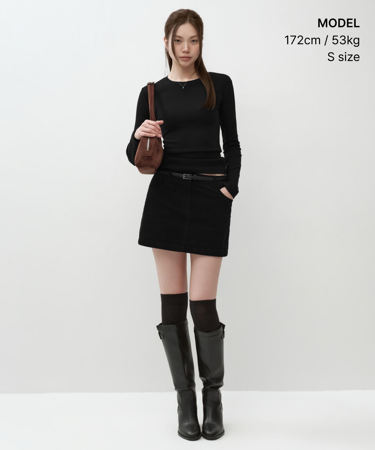 무신사 스탠다드 우먼(MUSINSA STANDARD WOMAN) 우먼즈 웜 브러쉬드 슬림 긴소매 티셔츠 [블랙]