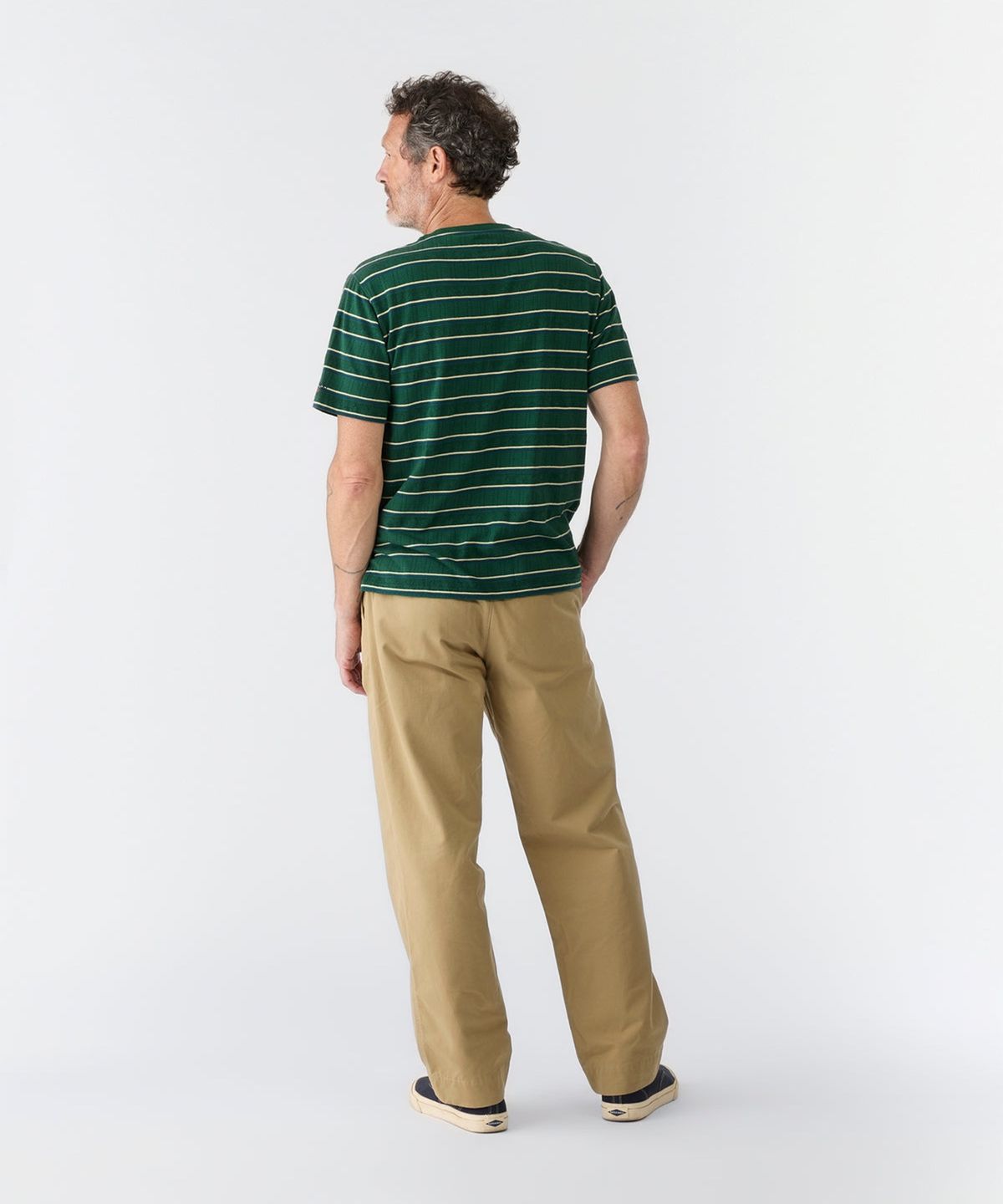 노아(NOAH) (U) 스트라이프드 포인트텔 티 포레스트 그린 STRIPED POINTELLE TEE FOREST GREEN