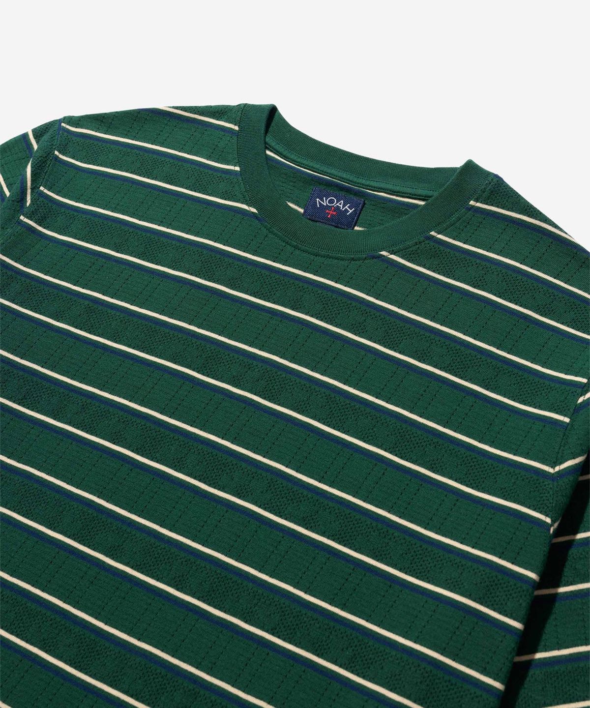 노아(NOAH) (U) 스트라이프드 포인트텔 티 포레스트 그린 STRIPED POINTELLE TEE FOREST GREEN