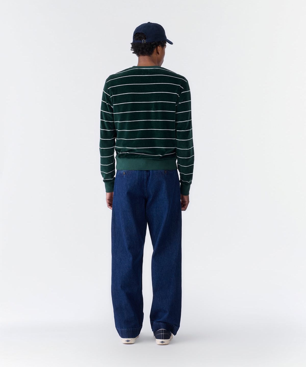 노아(NOAH) (U)  에버그린 벨루어 탑 그린 화이트 VELOUR L/S TOP  GREEN / WHITE