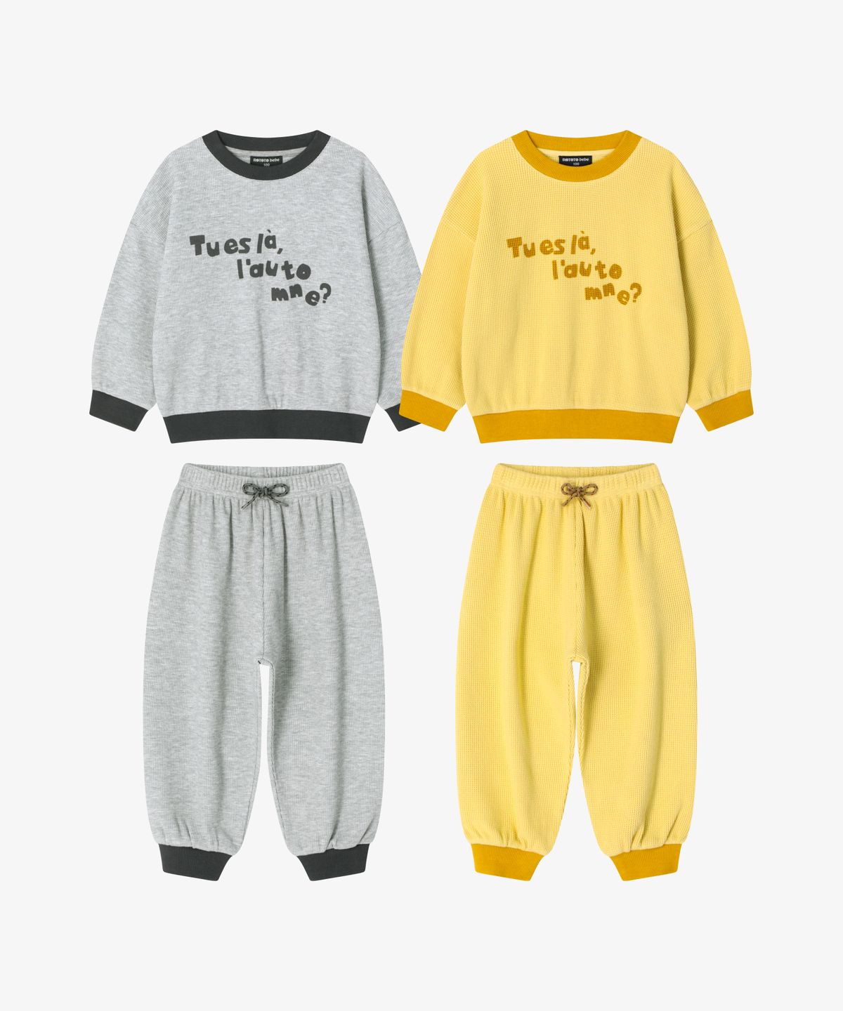 로토토베베(ROTOTOBEBE) 와플 배색 스트링 포인트 셋업 (2 color)