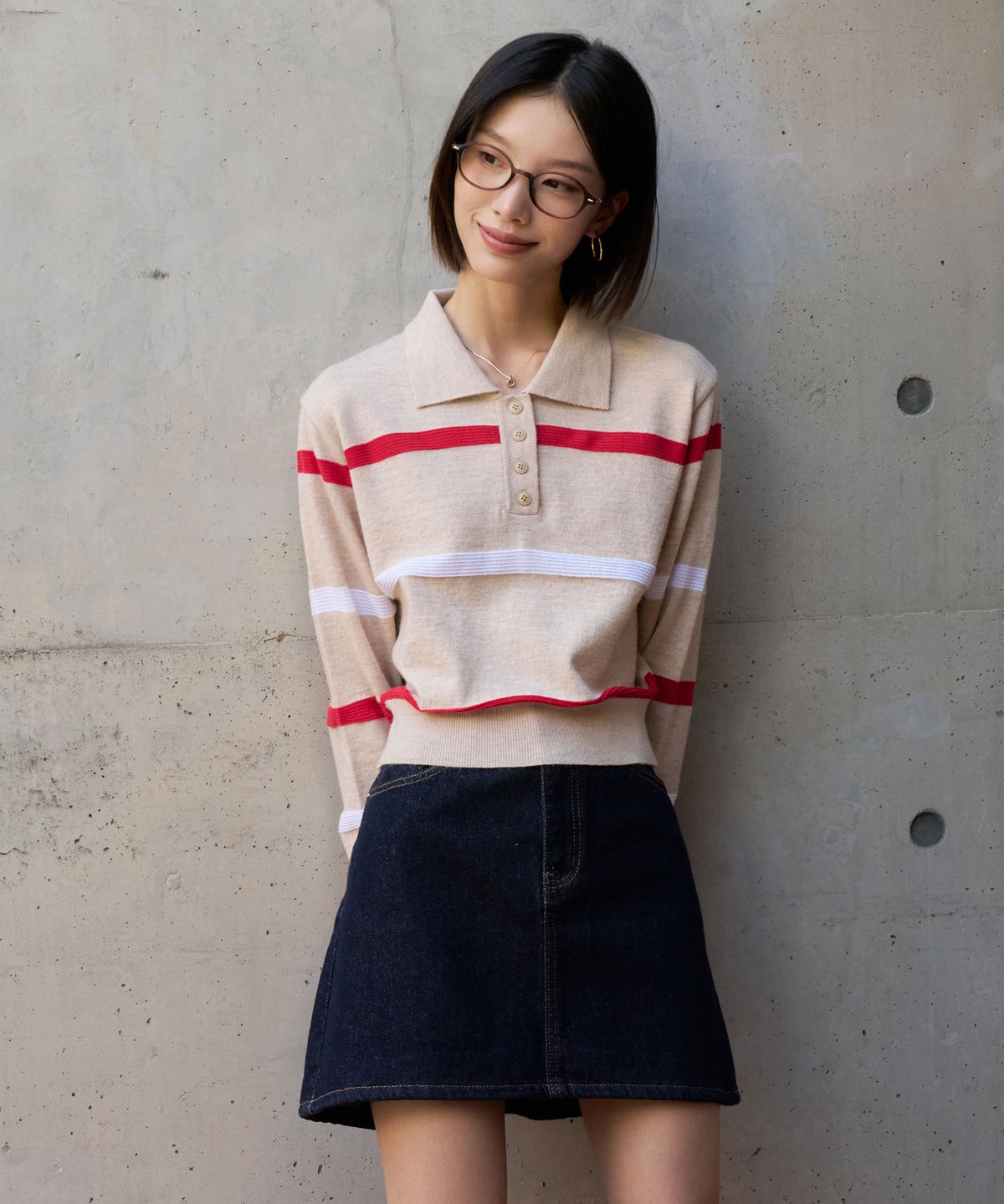 블레티(VLETI) Viscose Calla Button Knit (Beige)
