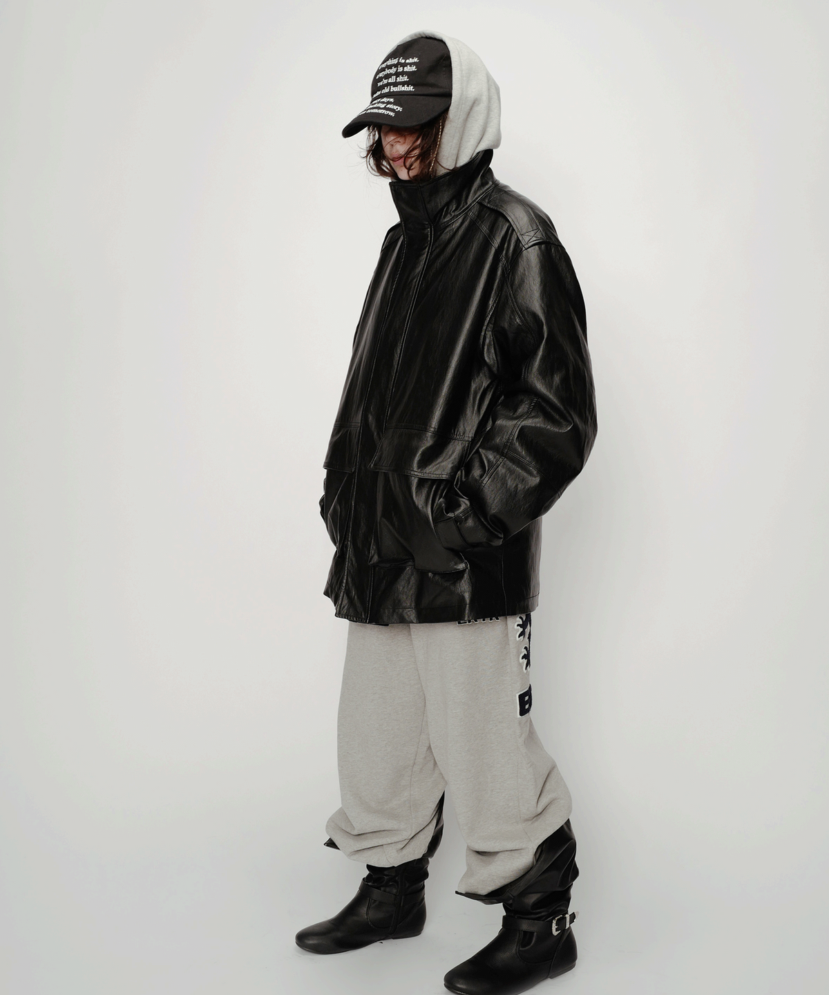 이알티알(ERTR) Murphy Highneck Leather Jacket Black