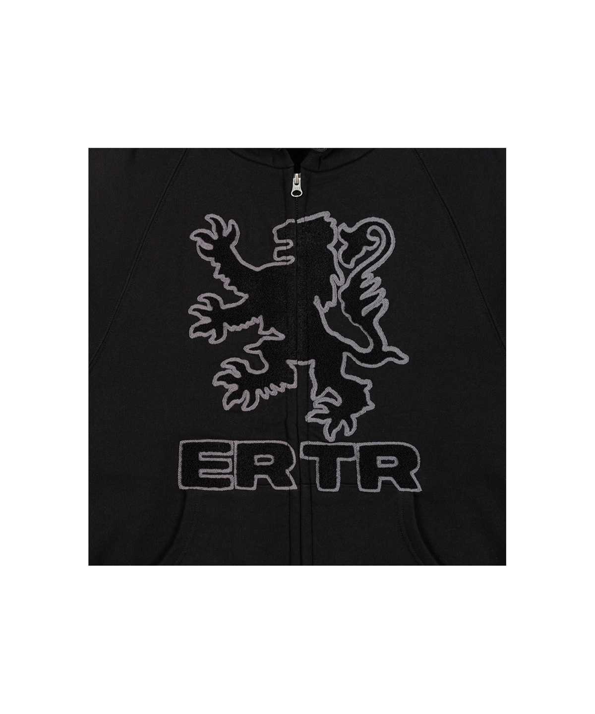 이알티알(ERTR) Scots Lion Boucle Hoodie Zip Up Black