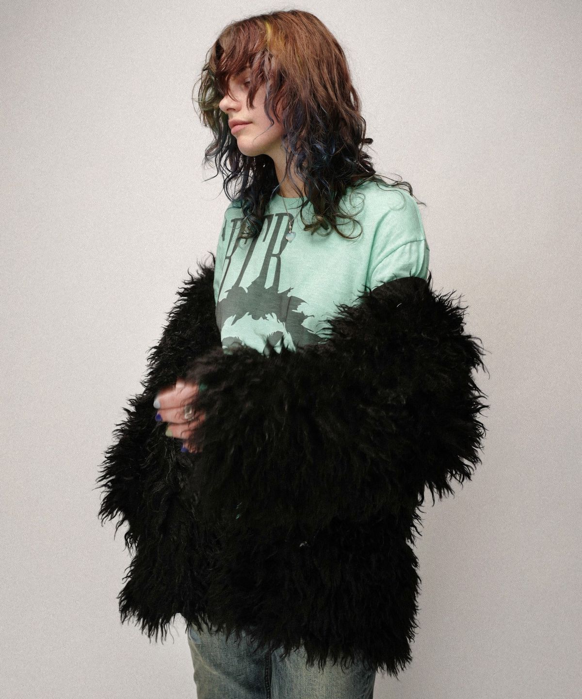 이알티알(ERTR) Reversible Shearling Fur Jacket Black