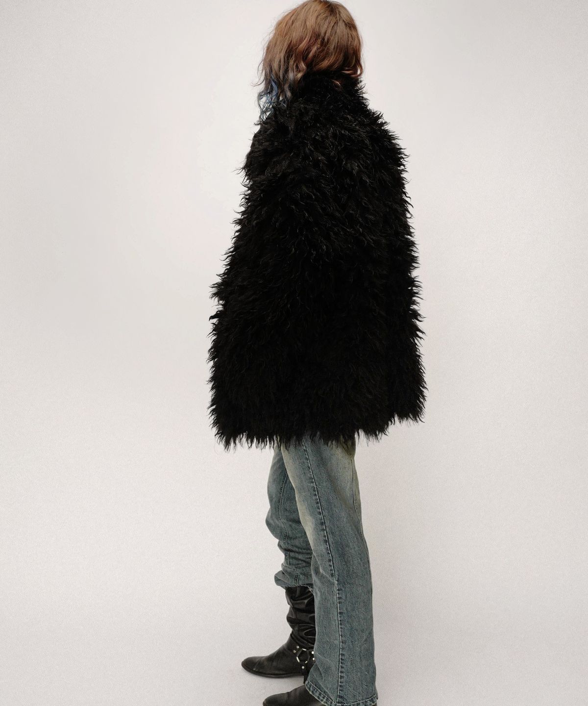 이알티알(ERTR) Reversible Shearling Fur Jacket Black