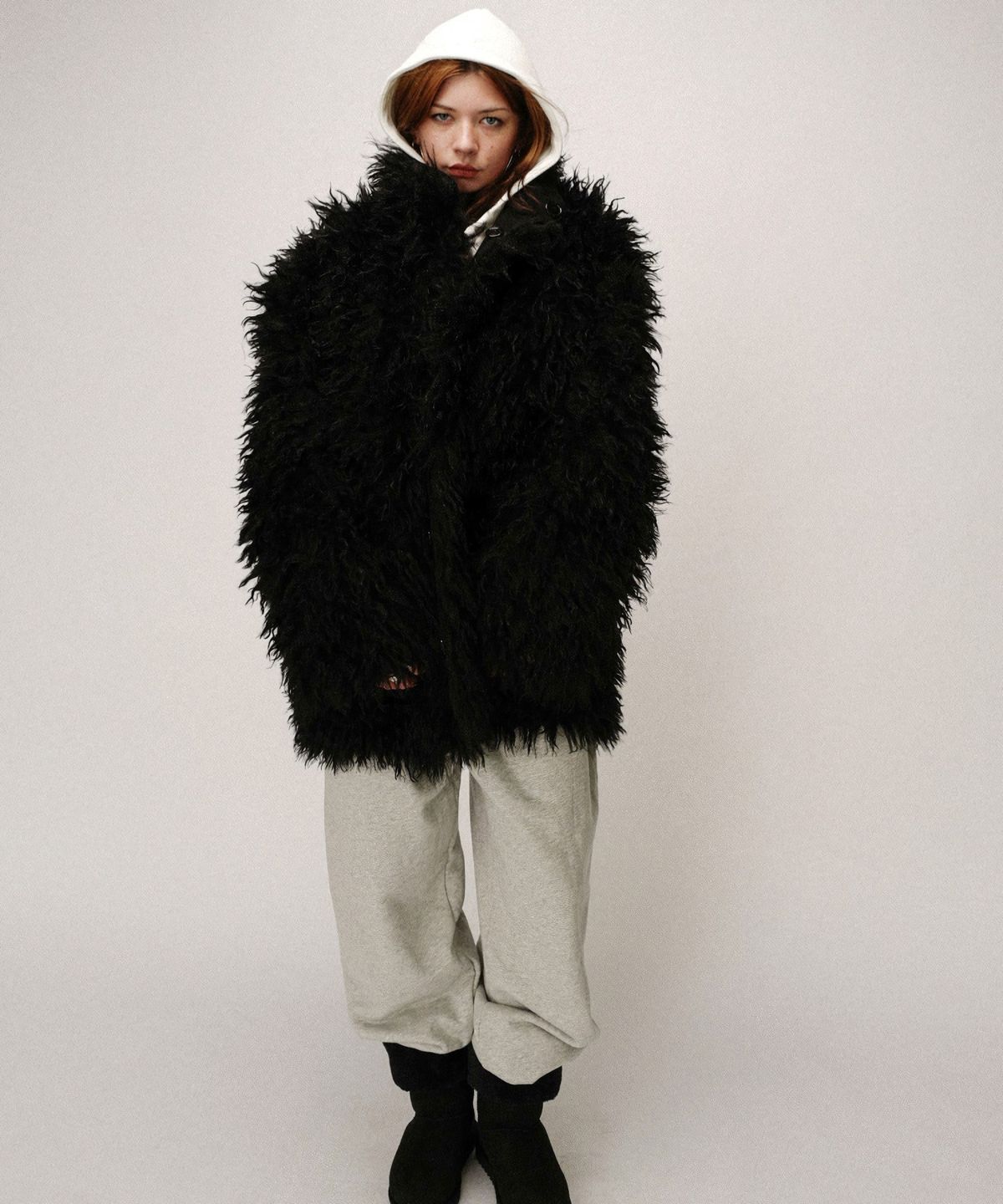 이알티알(ERTR) Reversible Shearling Fur Jacket Black