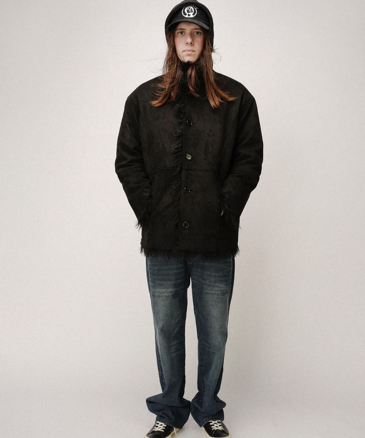 이알티알(ERTR) Reversible Shearling Fur Jacket Black