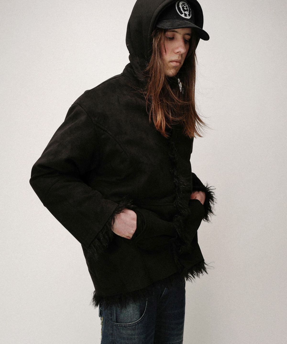 이알티알(ERTR) Reversible Shearling Fur Jacket Black
