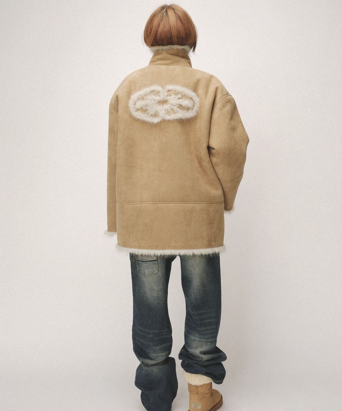 이알티알(ERTR) Reversible Shearling Fur Jacket Camel