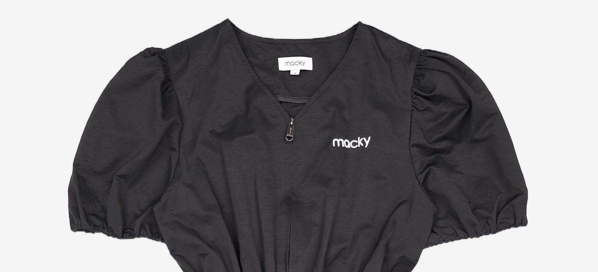 맥키(MACKY) 벌룬 브이 벨트 원피스 블랙 FREE