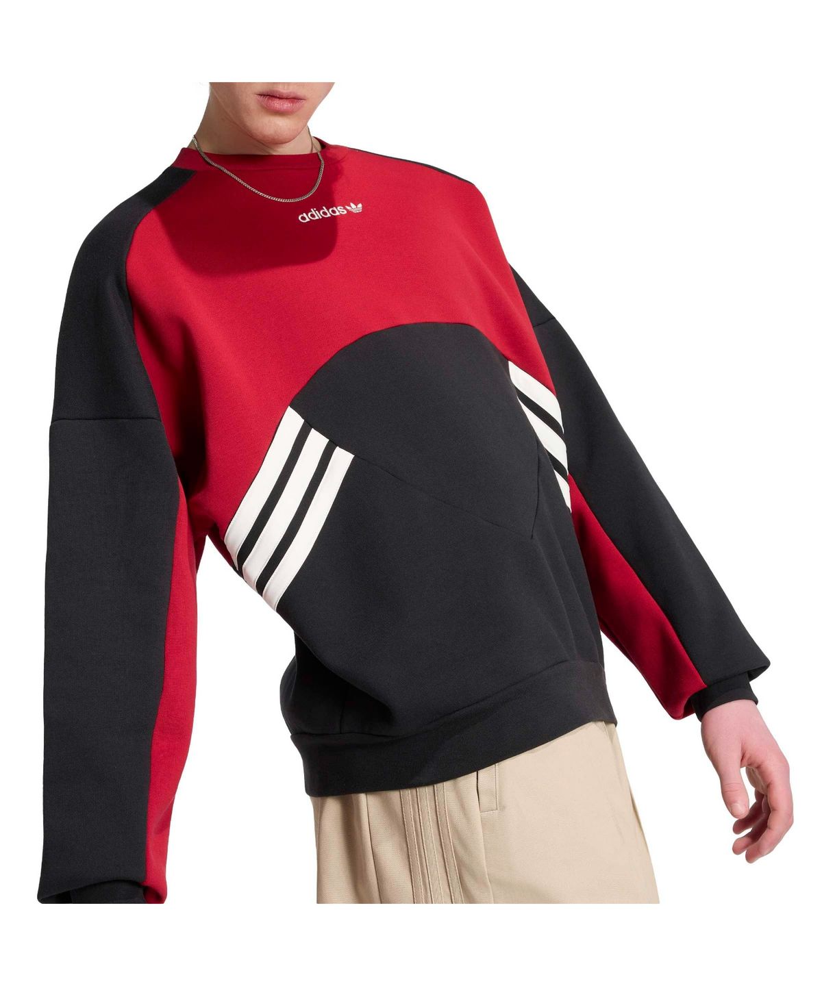 아디다스(ADIDAS) 뮌헨 93 크루 넥 스웨트셔츠 - 블랙:팀빅토릭레드 / KR9708