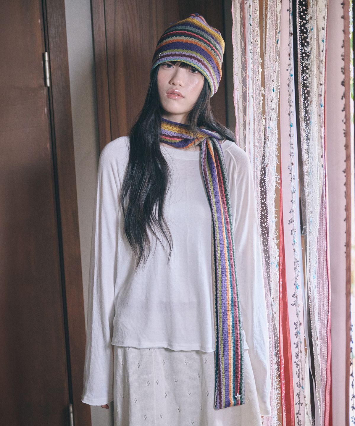 키이비(KIIBI) hippie stripe scarf purple