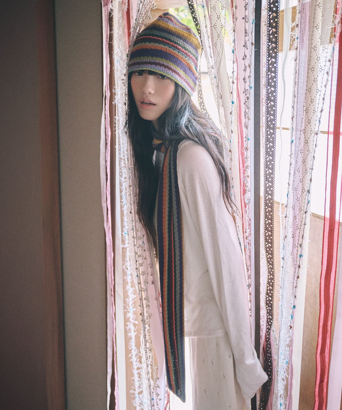 키이비(KIIBI) hippie stripe scarf purple