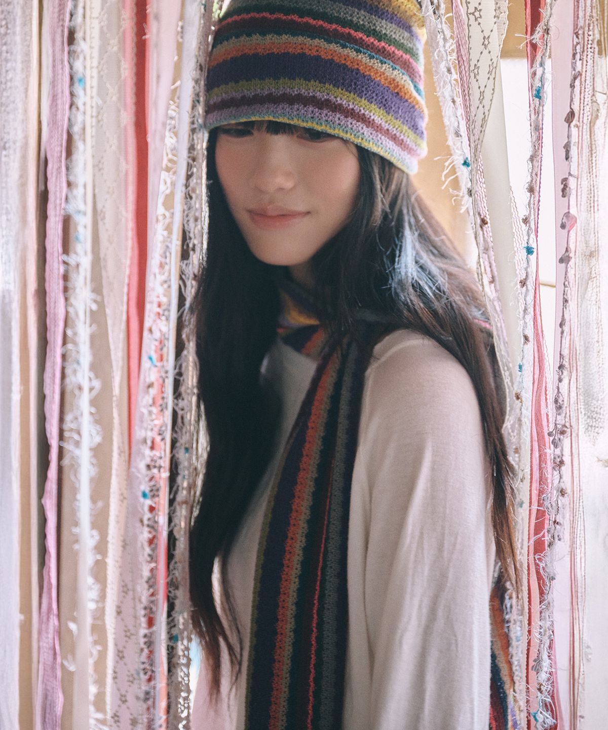 키이비(KIIBI) hippie stripe scarf purple