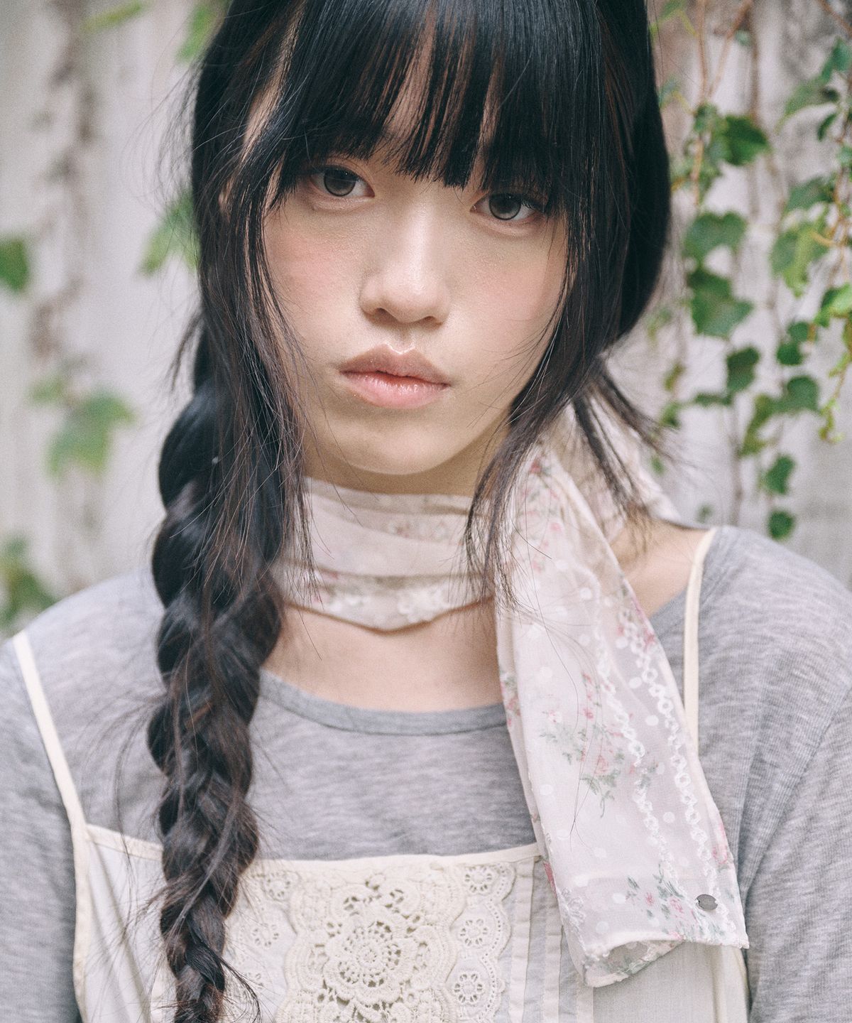 키이비(KIIBI) vintage floral dot scarf pink