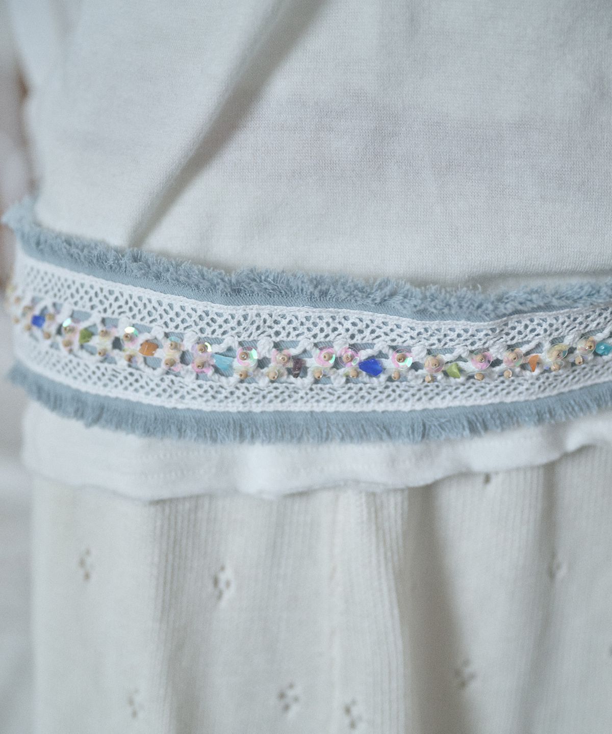 키이비(KIIBI) hippie beads denim belt blue