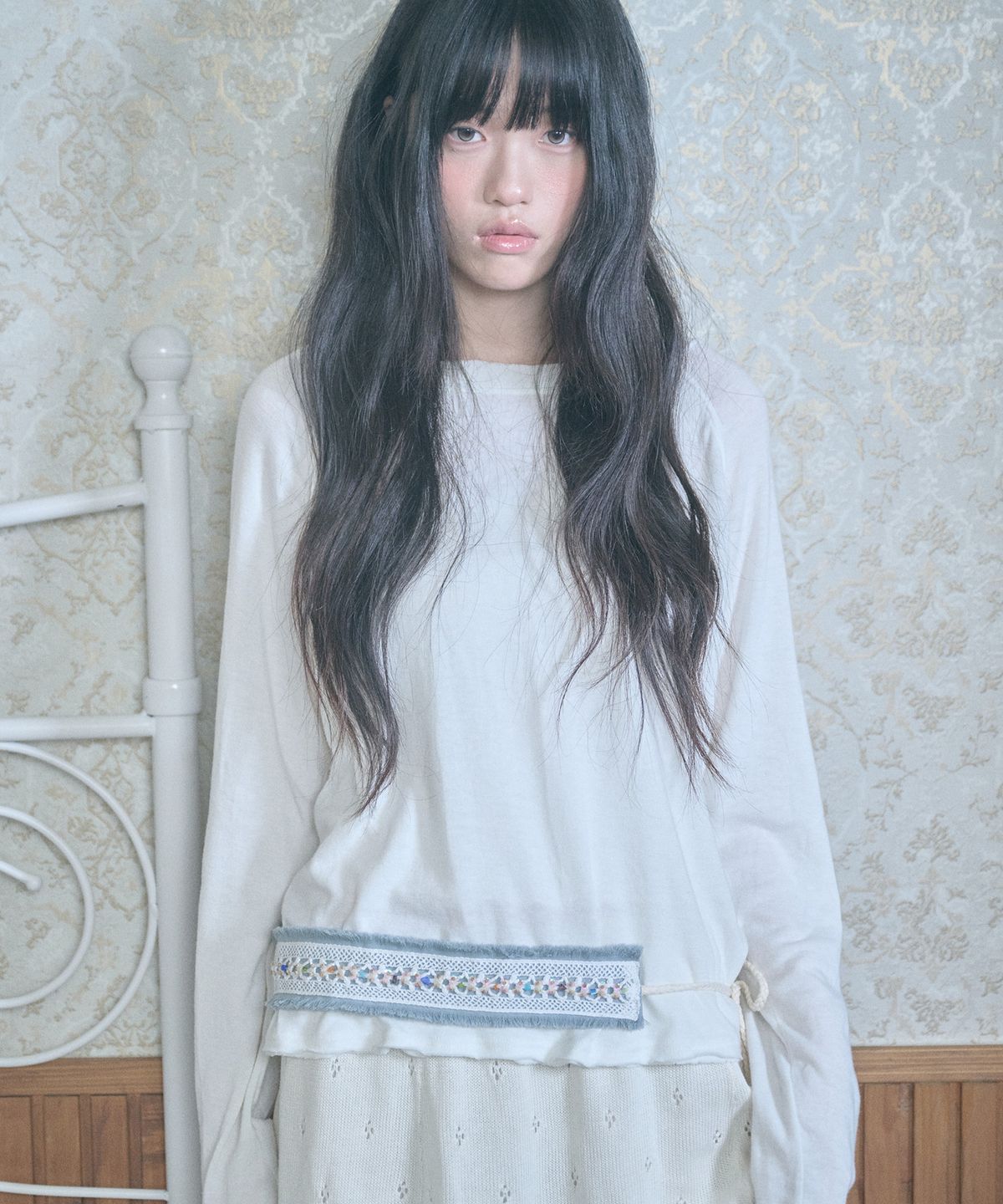 키이비(KIIBI) hippie beads denim belt blue