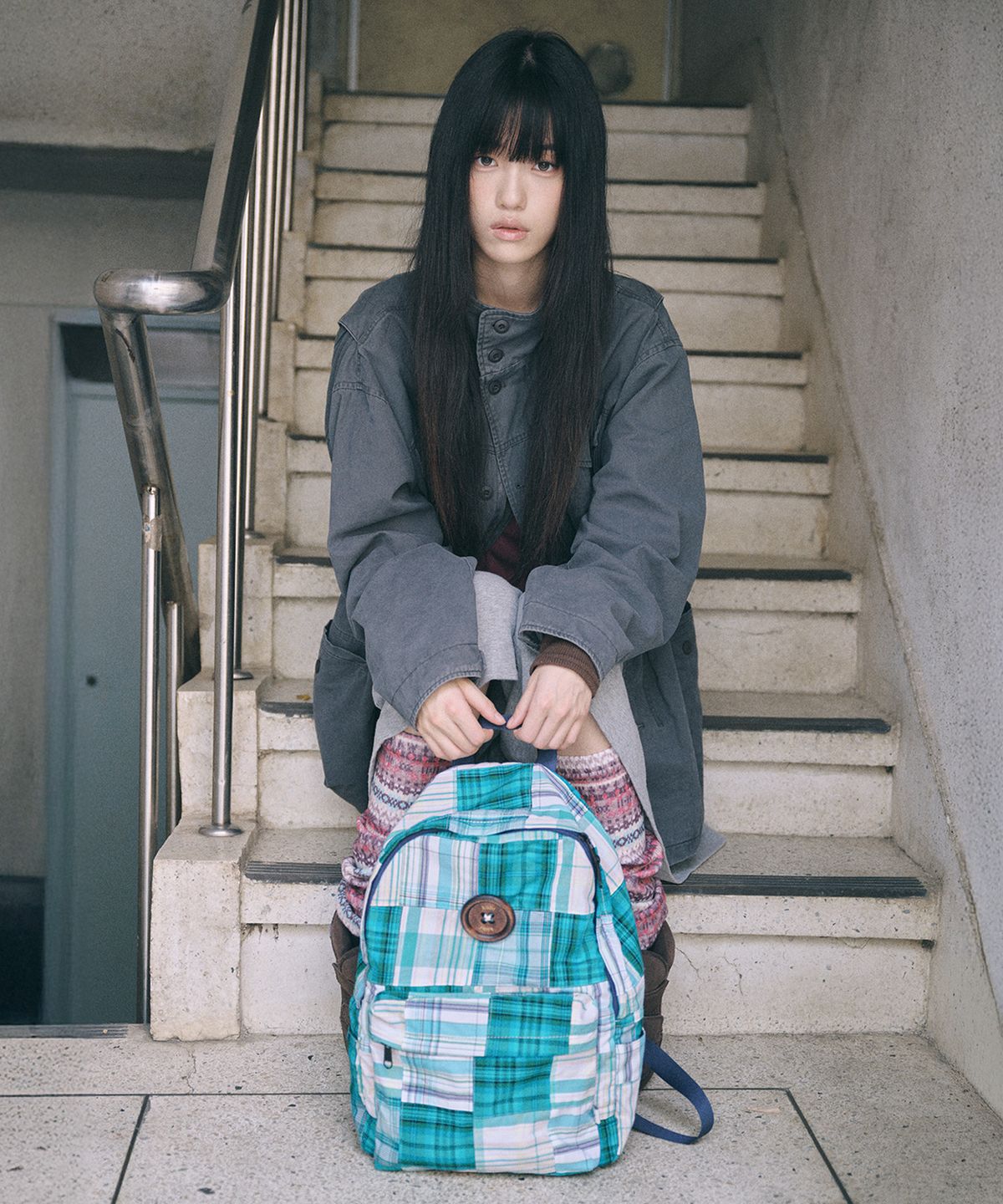 키이비(KIIBI) vintage patchwork backpack green