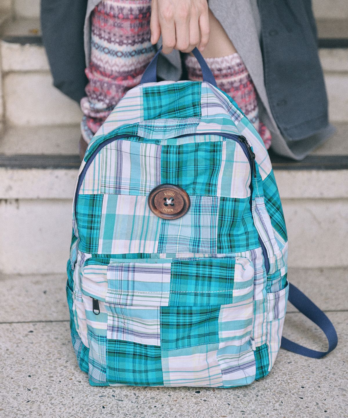 키이비(KIIBI) vintage patchwork backpack green