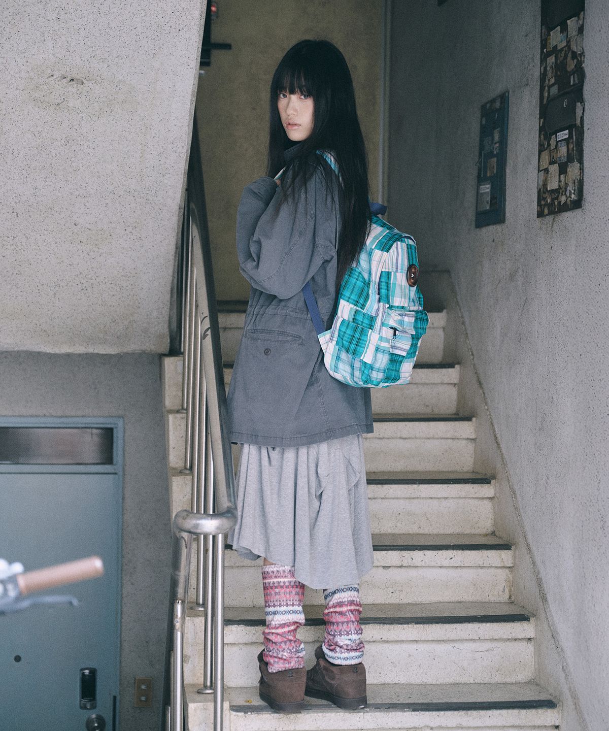 키이비(KIIBI) vintage patchwork backpack green