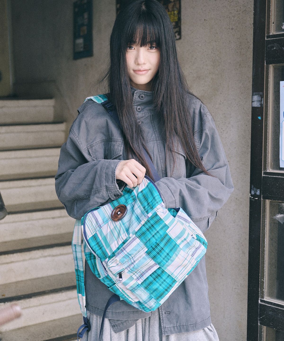 키이비(KIIBI) vintage patchwork backpack green
