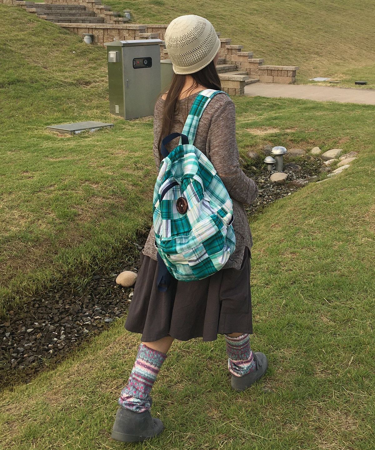 키이비(KIIBI) vintage patchwork backpack green