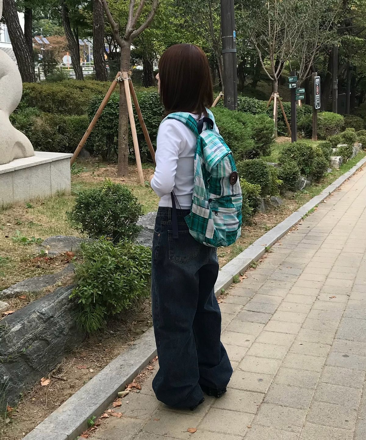 키이비(KIIBI) vintage patchwork backpack green