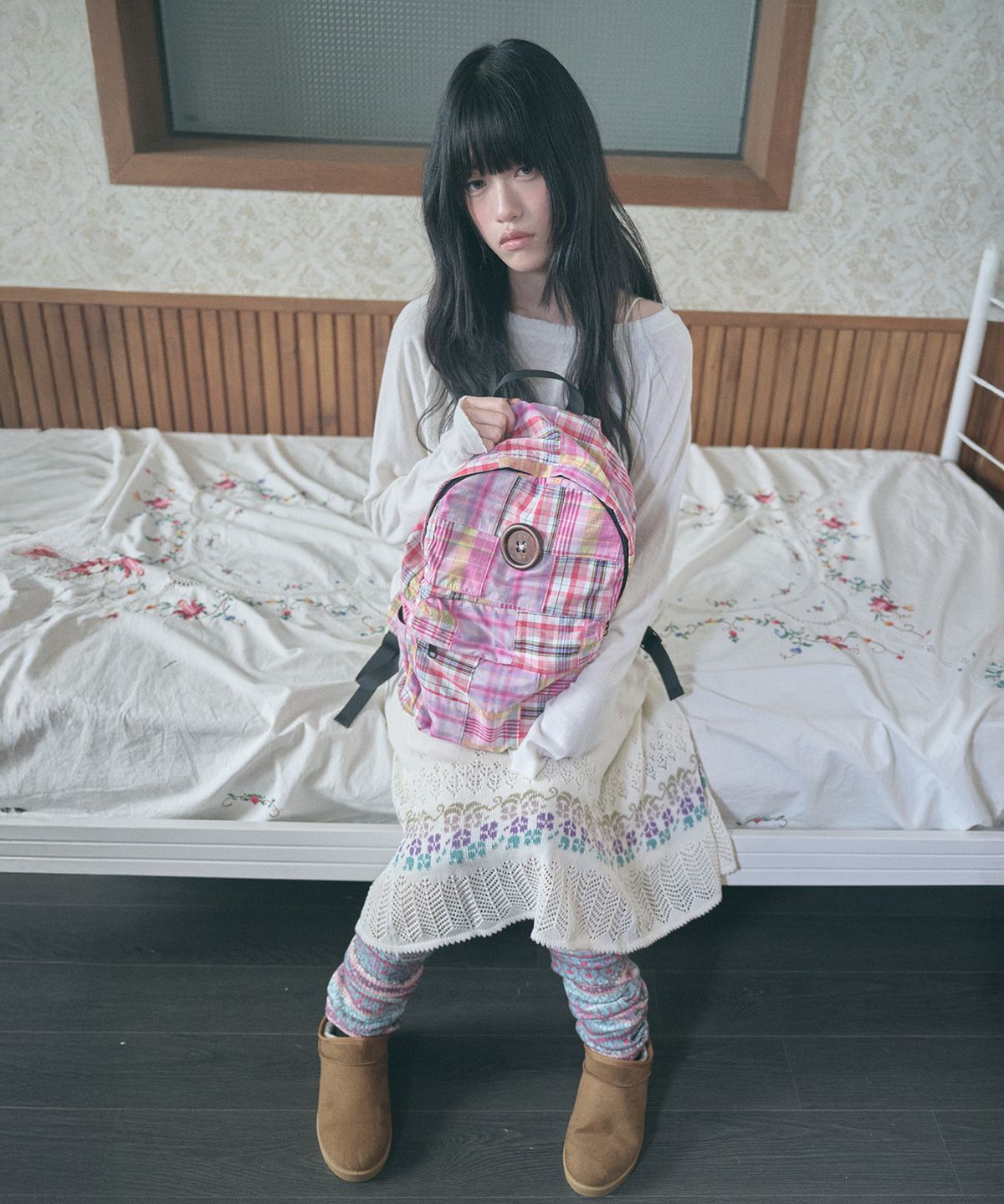 키이비(KIIBI) vintage patchwork backpack pink