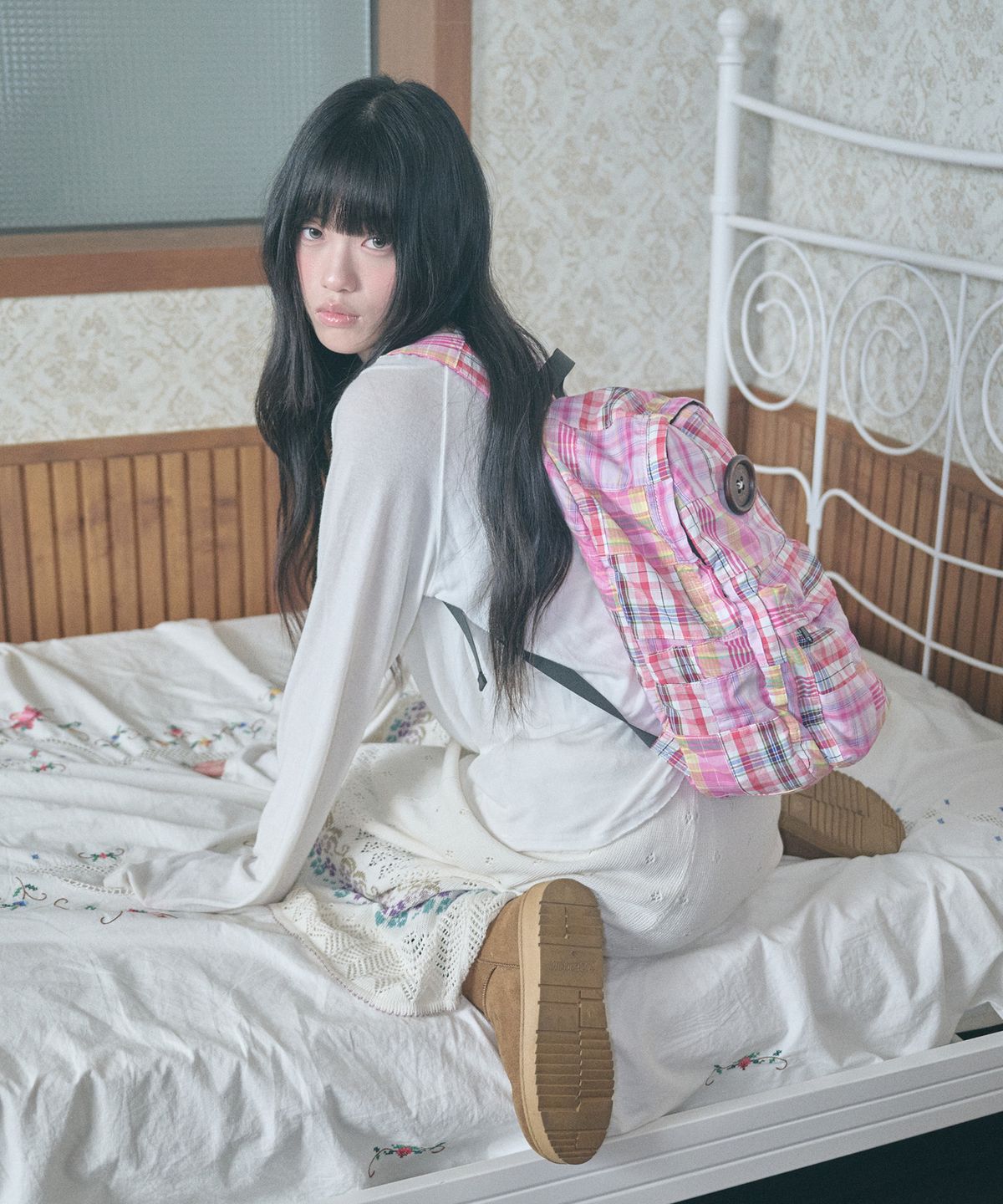 키이비(KIIBI) vintage patchwork backpack pink