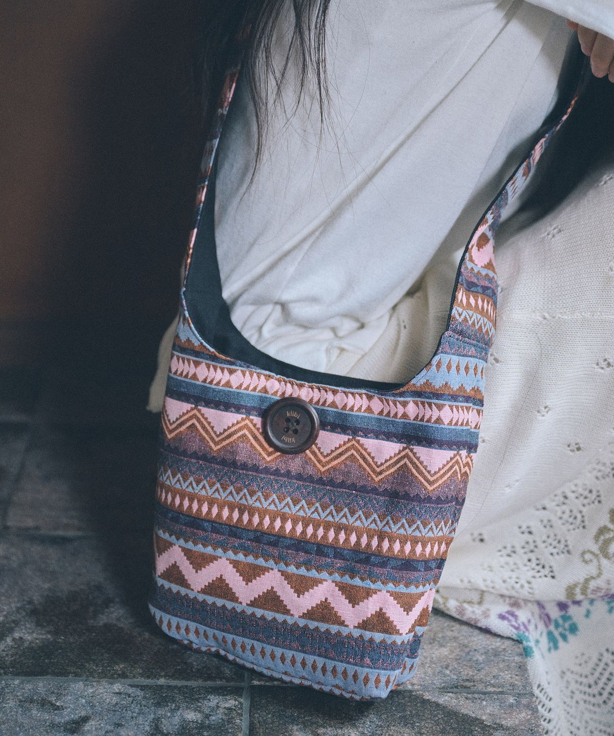 키이비(KIIBI) hippie button cross bag pink