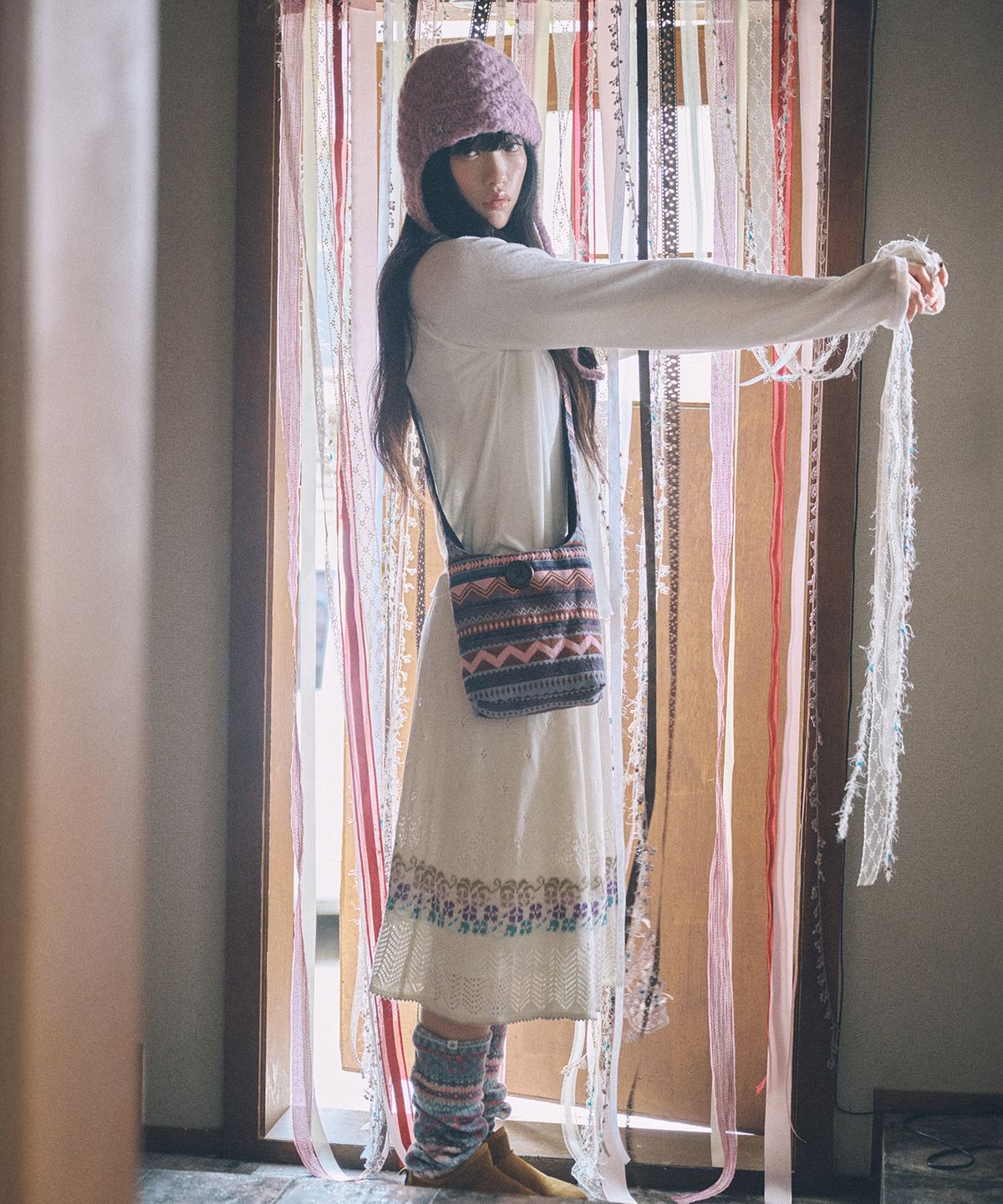 키이비(KIIBI) hippie button cross bag pink