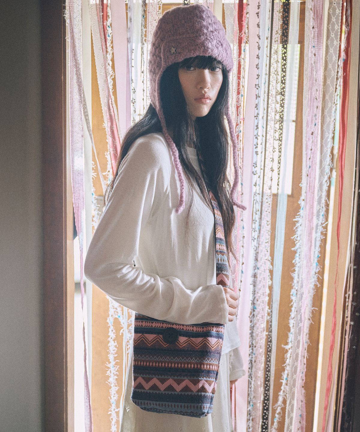 키이비(KIIBI) hippie button cross bag pink