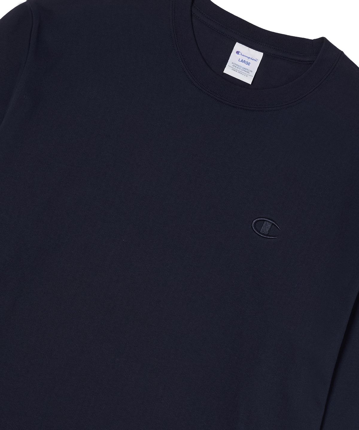 챔피온(CHAMPION) C로고 오버핏 조그택 롱슬리브 티셔츠 Navy