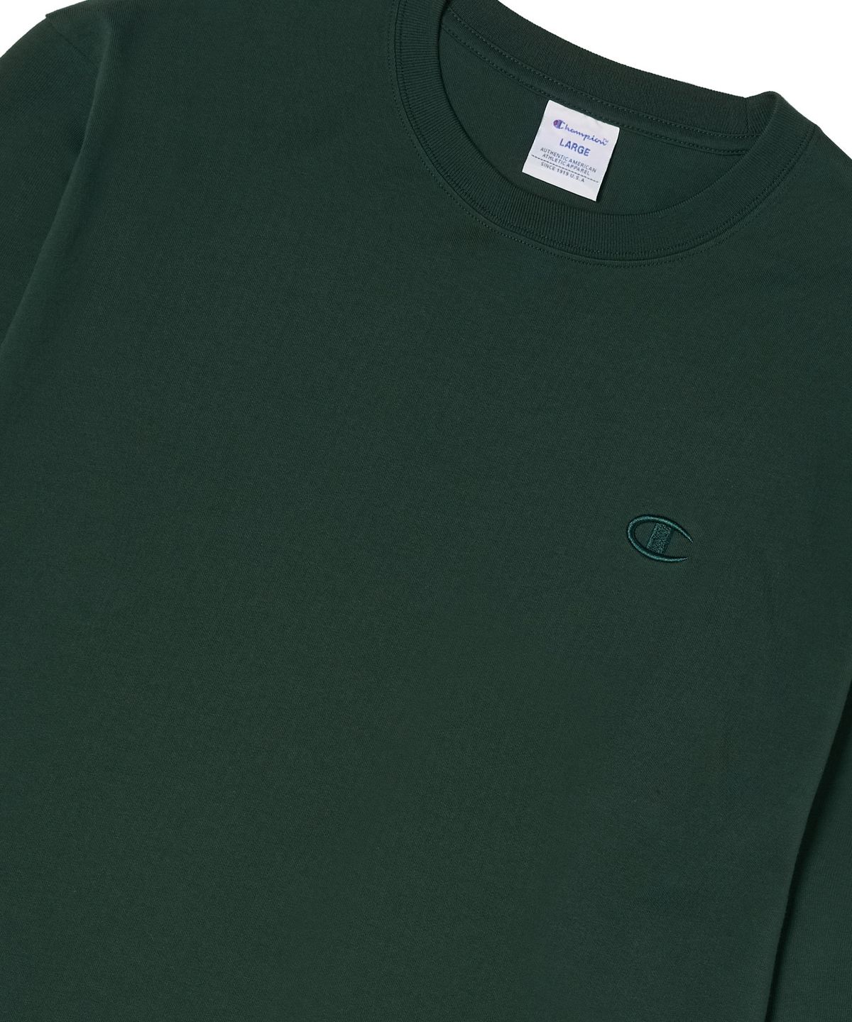 챔피온(CHAMPION) C로고 오버핏 조그택 롱슬리브 티셔츠 Dark Green