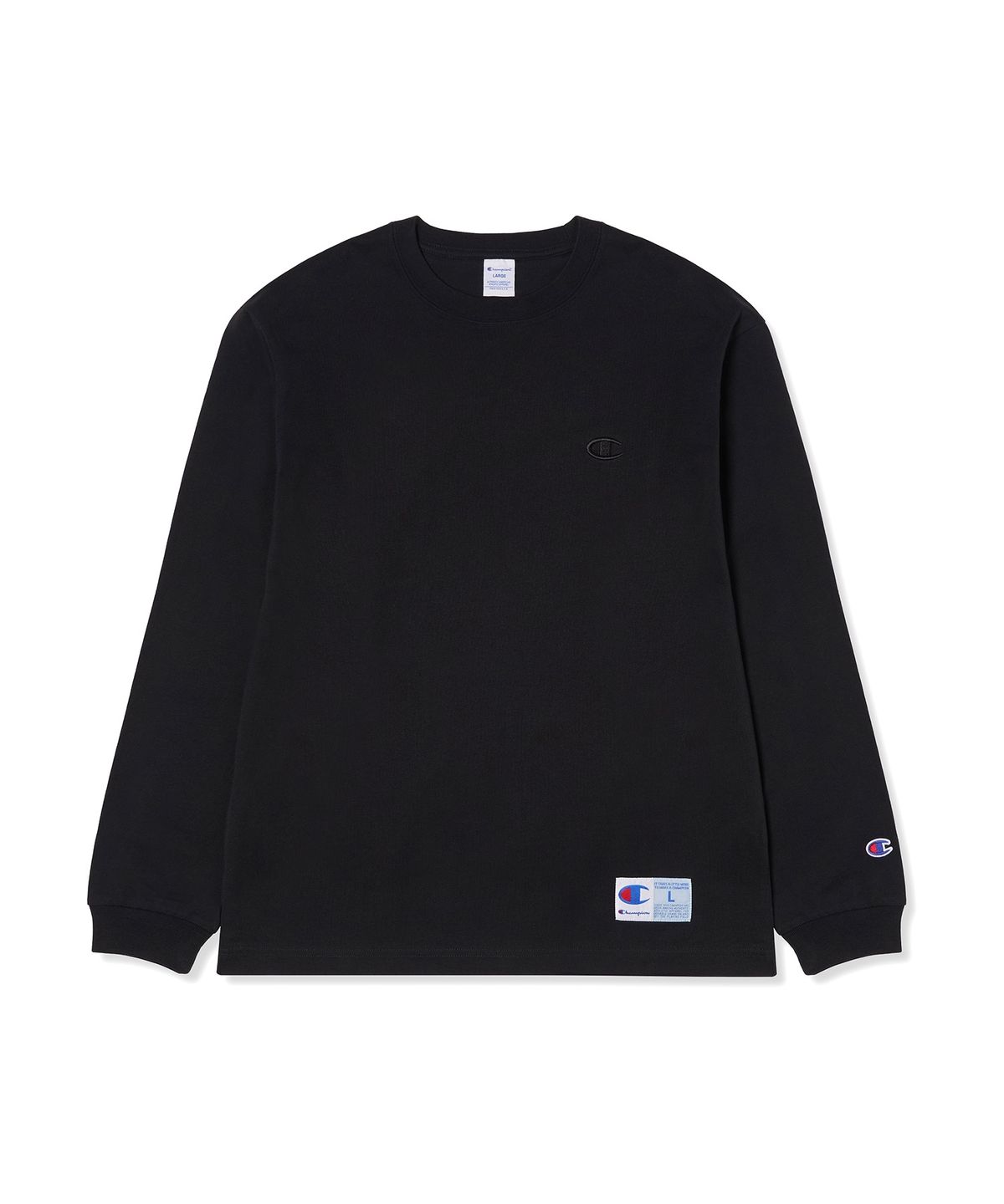 챔피온(CHAMPION) C로고 오버핏 조그택 롱슬리브 티셔츠 Black