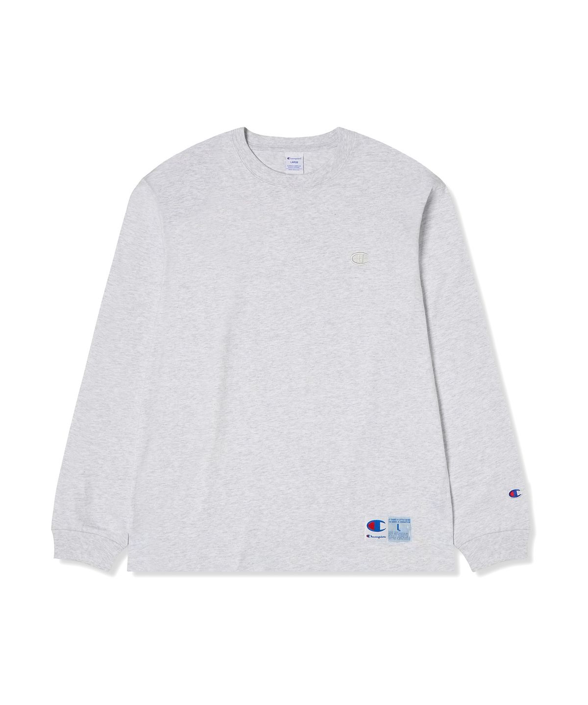 챔피온(CHAMPION) C로고 오버핏 조그택 롱슬리브 티셔츠 Light Grey