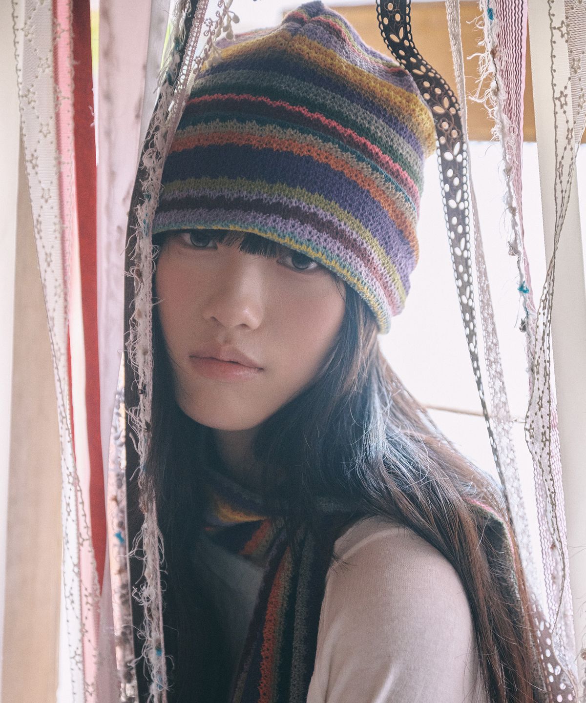 키이비(KIIBI) hippie stripe beanie purple