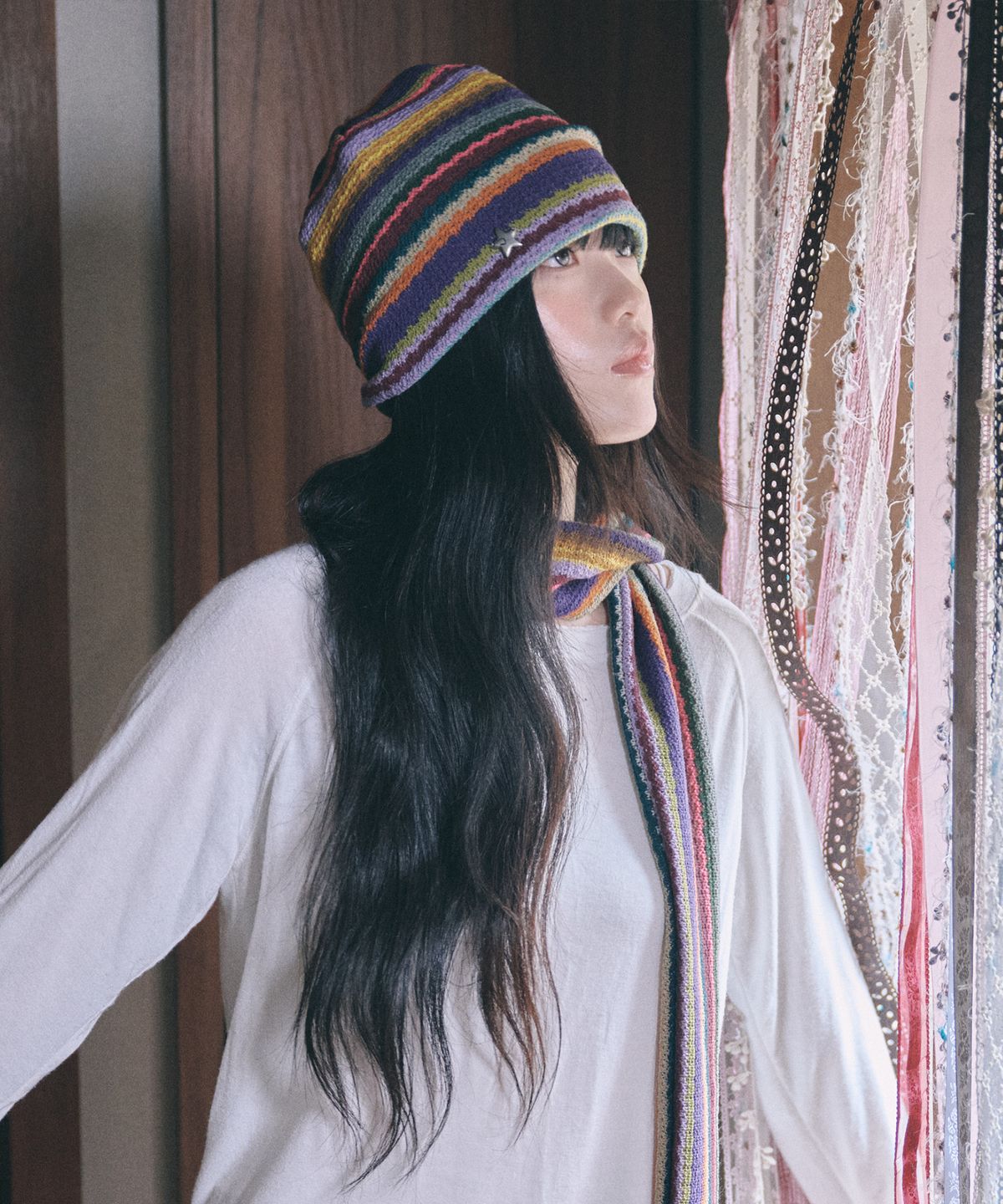 키이비(KIIBI) hippie stripe beanie purple