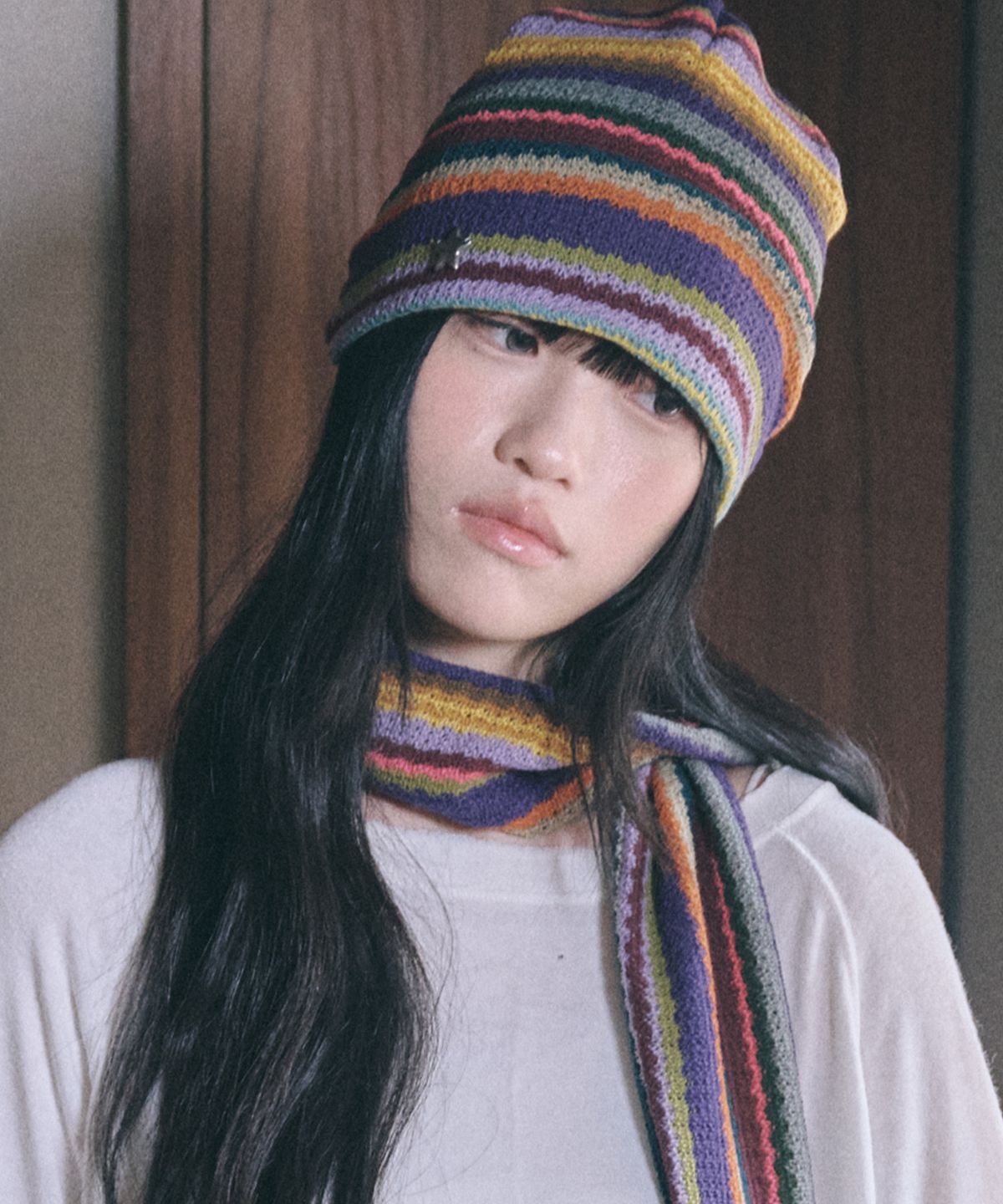 키이비(KIIBI) hippie stripe beanie purple