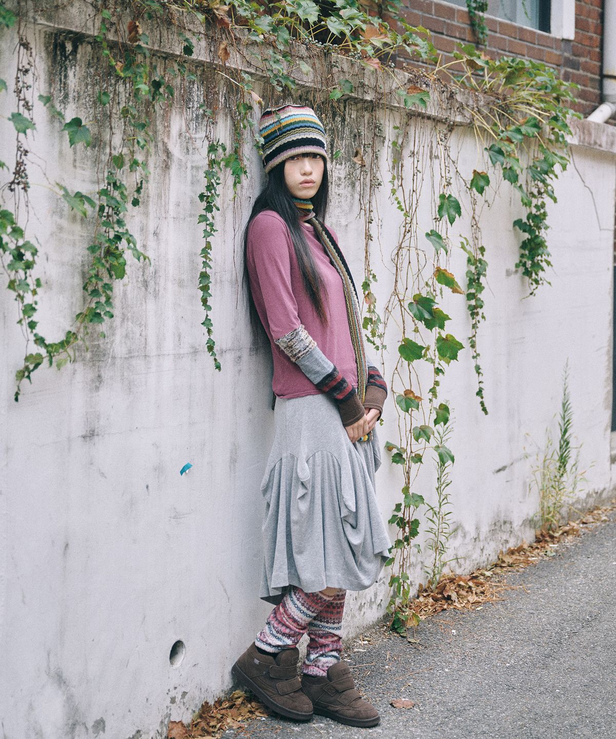 키이비(KIIBI) hippie stripe beanie beige