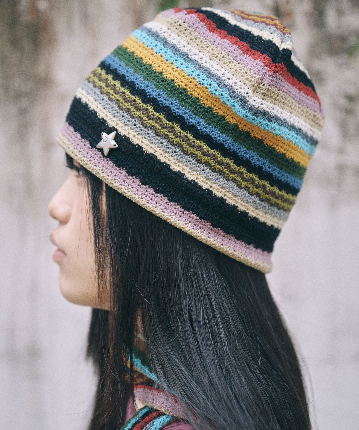 키이비(KIIBI) hippie stripe beanie beige