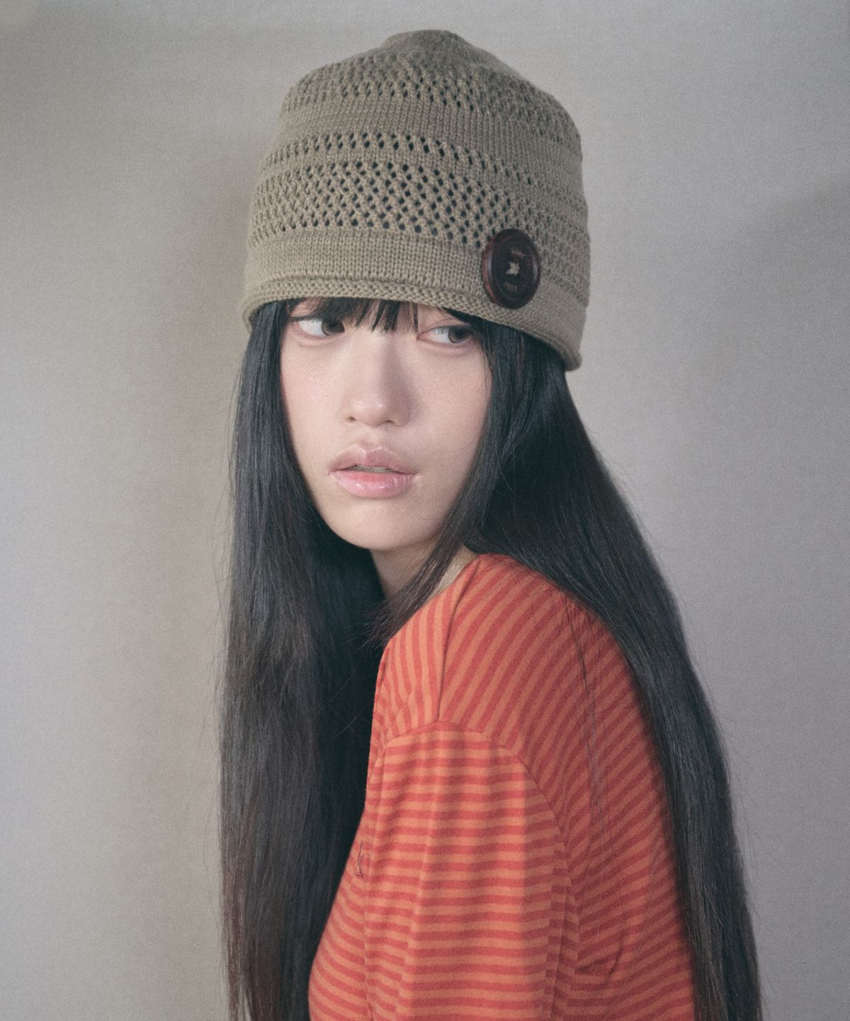 키이비(KIIBI) knit button beanie beige