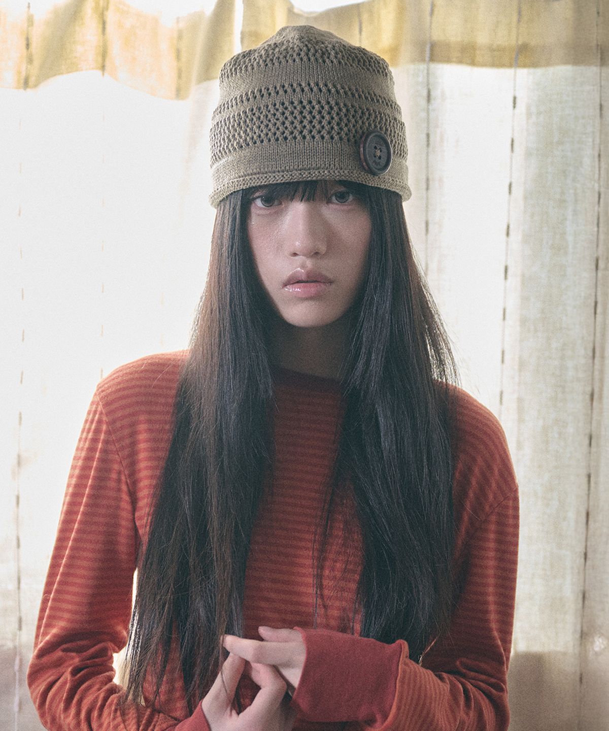 키이비(KIIBI) knit button beanie beige