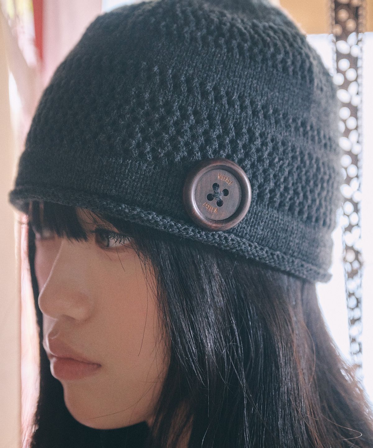 키이비(KIIBI) knit button beanie charcoal