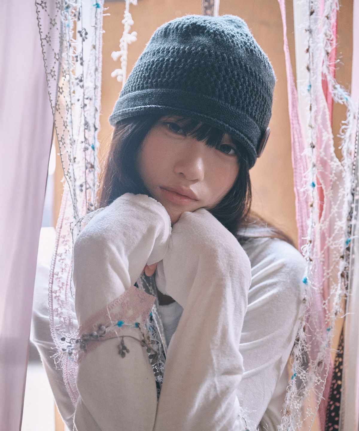 키이비(KIIBI) knit button beanie charcoal