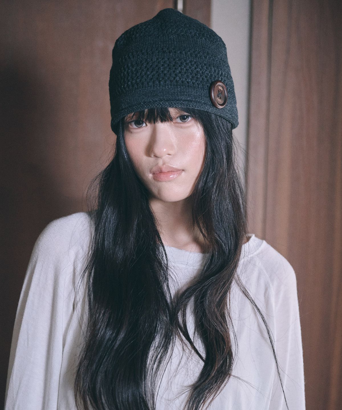 키이비(KIIBI) knit button beanie charcoal