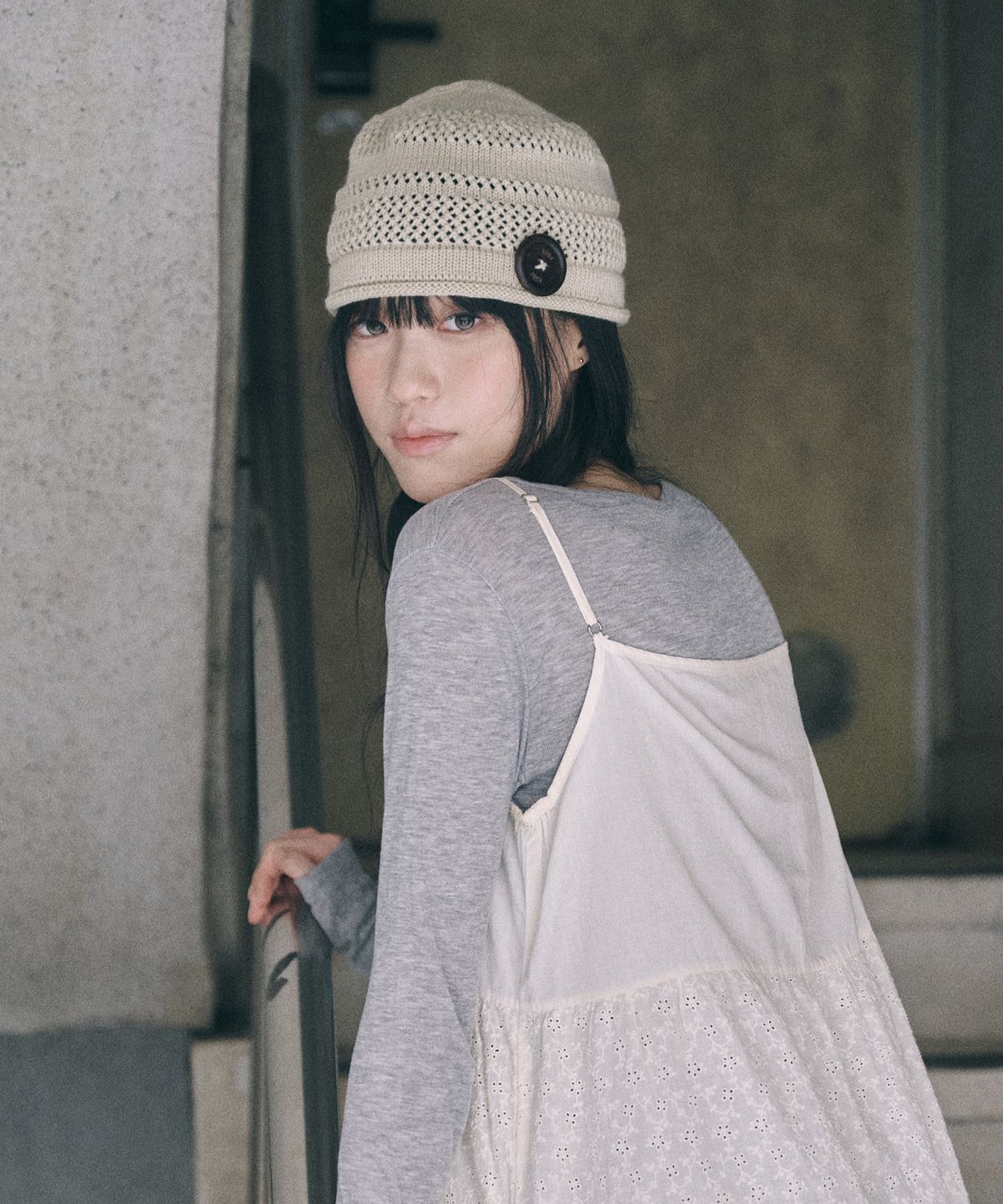 키이비(KIIBI) knit button beanie oatmeal